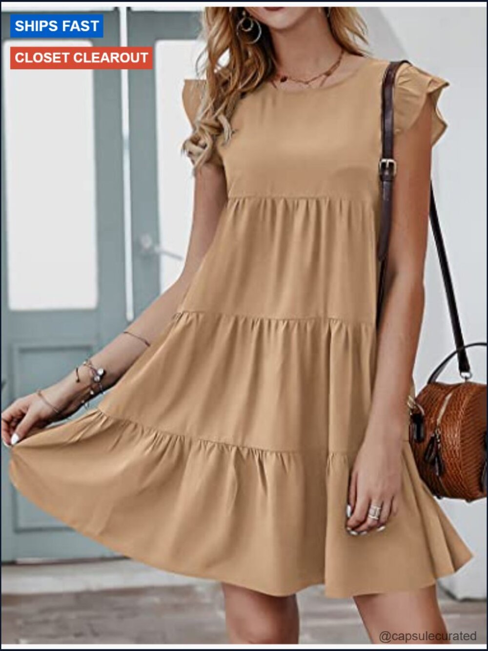 Sleeveless Ruffle Babydoll Sundress Flowy Pleated Mini - Picture 5 of 7